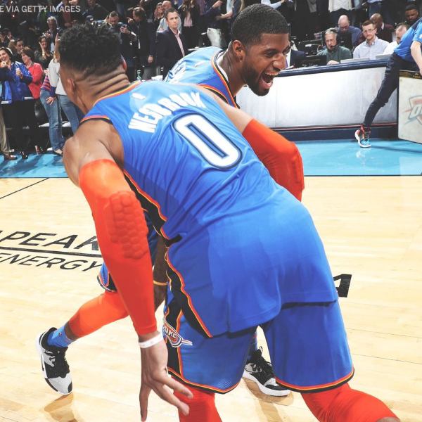 聯盟最強 2 人組！威少與 PG 合力轟下 88 分　帶領雷霆跟爵士血戰 2OT 驚險贏得勝利！